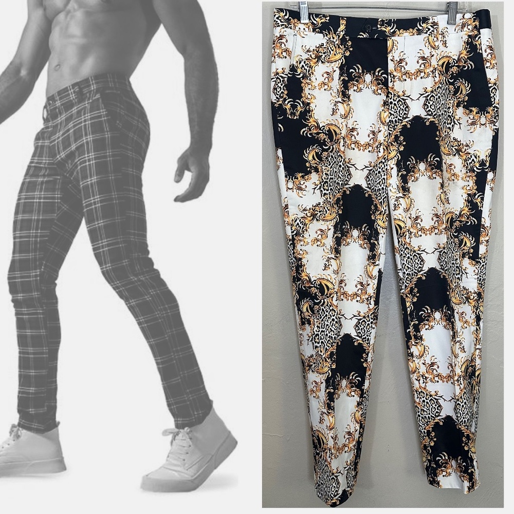 Suslo Couture Satin Slim Pants 34" waist 28" inseam Gently worn Stretch satin